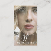 Elegant Script Calligraphy Monogram Logo & Foto Visitekaartje (Voorkant)