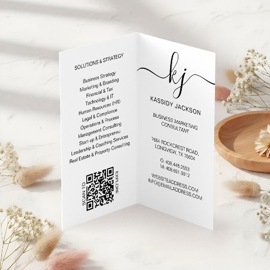 Elegant Script Calligraphy Monogram Logo & Foto Visitekaartje