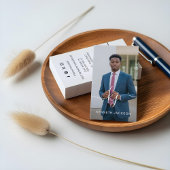 Elegant Script Calligraphy Monogram Logo & Foto Visitekaartje