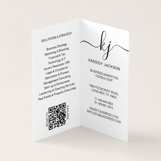 Elegant Script Calligraphy Monogram Logo & Foto Visitekaartje (Binnen)