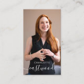 Elegant Script Calligraphy Monogram Logo & Foto Visitekaartje (Voorkant)