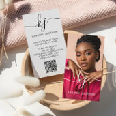 Elegant Script Calligraphy Monogram Logo & QR-code Visitekaartje