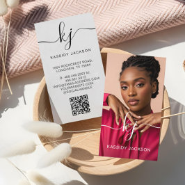 Elegant Script Calligraphy Monogram Logo & QR-code Visitekaartje