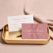 Elegant Script Calligraphy Monogram Logo Roze Visitekaartje