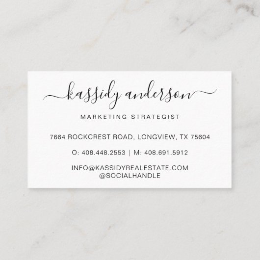 Elegant Script Calligraphy Monogram Logo Roze Visitekaartje (Achterkant)