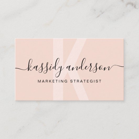 Elegant Script Calligraphy Monogram Logo Roze Visitekaartje (Voorkant)