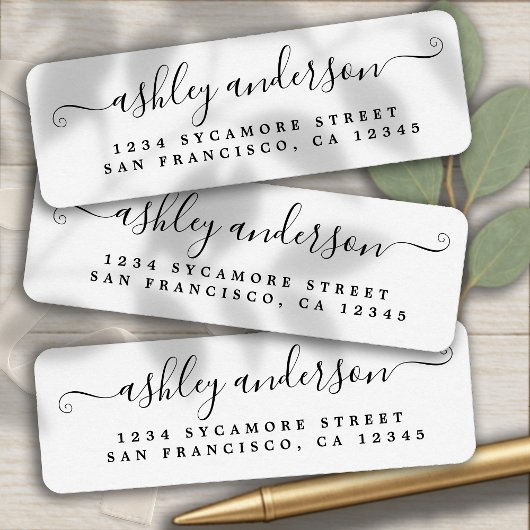 Elegant Script Calligraphy Name Return Address Etiket
