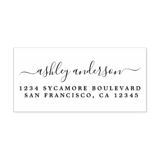 Elegant Script Calligraphy Name Return Address Zelfinktende Stempel