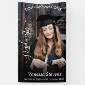 Elegant Script Calligraphy Photo Afstuderen Spandoek (Verticaal)