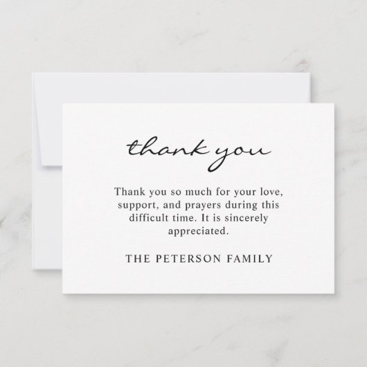 Elegant Script Calligraphy Photo Sympathy Funeral Bedankkaart (Achterkant)