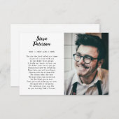 Elegant Script Calligraphy Photo Sympathy Funeral Bedankkaart (Voorkant / Achterkant)