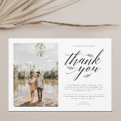 Elegant Script Calligraphy Photo Weduwen Bedankkaart