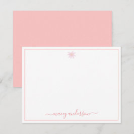 Elegant Script Calligraphy Pink Daisy Notitiekaartje