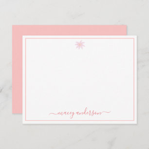 Elegant Script Calligraphy Pink Daisy Notitiekaartje