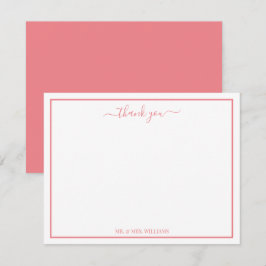 Elegant Script Calligraphy Pink Hartelijk dank Notitiekaartje