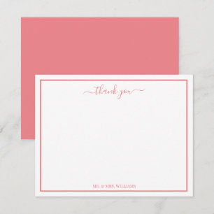 Elegant Script Calligraphy Pink Hartelijk dank Notitiekaartje