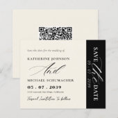 Elegant Script Calligraphy & QR Code Save The Date (Voorkant / Achterkant)
