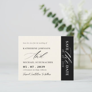 Elegant Script Calligraphy & QR Code Save The Date
