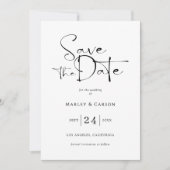 Elegant Script Calligraphy Save The Date Wedding Kaart (Voorkant)