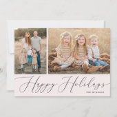 Elegant Script Calligraphy Simple 2 Photo Holiday Feestdagenkaart (Voorkant)