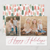 Elegant Script Calligraphy Simple 2 Photo Holiday  Feestdagenkaart (Voorkant / Achterkant)