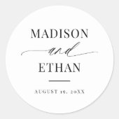 Elegant Script Calligraphy Wedding Favor Ronde Sticker (Voorkant)