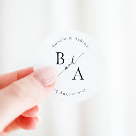 Elegant Script Calligraphy Wedding Favour Classic Ronde Sticker