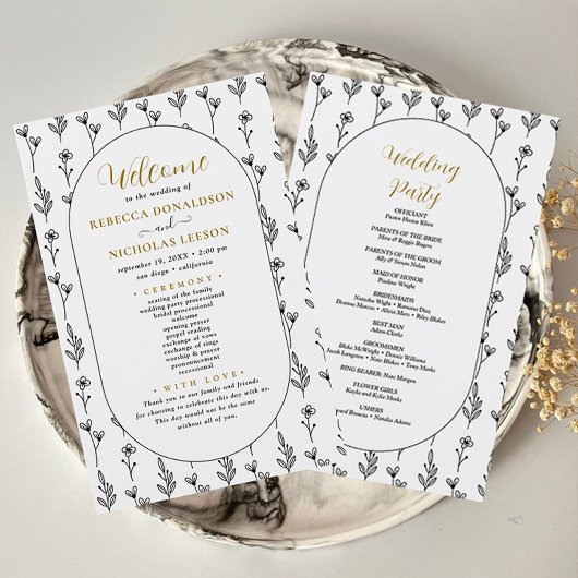 Elegant Script Calligraphy Wedding Program