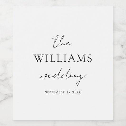 Elegant Script Calligraphy Wedding Wijn Etiket (Enkel label)