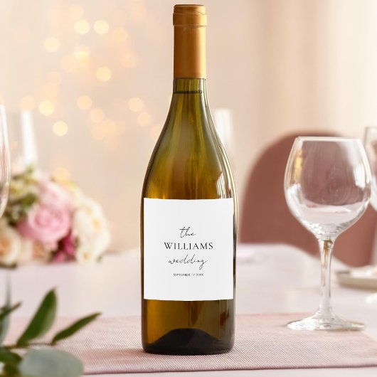 Elegant Script Calligraphy Wedding Wijn Etiket