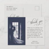 Elegant Script Calligraphy Weduwfoto Hartelijk dan Briefkaart (Voorkant / Achterkant)