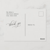 Elegant Script Calligraphy Weduwfoto Hartelijk dan Briefkaart (Achterkant)