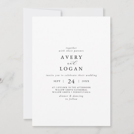 Elegant Script Casual Wedding Kaart (Voorkant)