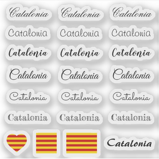 Elegant script Catalan, Catalonië/La Senyera Set Sticker (Voorkant)