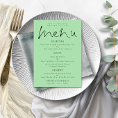 Elegant Script Celadon Green Wedding Menu Kaart