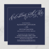 Elegant Script Celebrate with Us Navy Blue Kaart (Voorkant / Achterkant)
