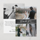 Elegant Script Chalkboard Weddenfoto Collage Bedankkaart (Voorkant / Achterkant)