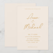 Elegant Script Champagne Wedding Kaart (Voorkant / Achterkant)