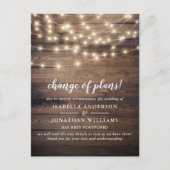 Elegant Script Change of Plans country Wedding Uitnodiging Briefkaart (Voorkant)