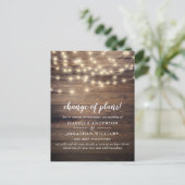 Elegant Script Change of Plans country Wedding Uitnodiging Briefkaart (Staand voorkant)