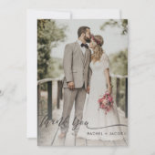 Elegant Script Charcoal Overlay 2-Photo Wedding Bedankkaart (Voorkant)