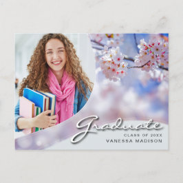Elegant Script Cherry Blossom | Modern Photo Afstu Briefkaart