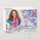 Elegant Script Cherry Blossom | Modern Photo Afstu Briefkaart (Voorkant / Achterkant)