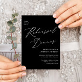 Elegant Script Chic Grey Repetisal Dinner QR code Kaart