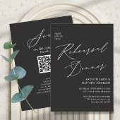 Elegant Script Chic Grey Repetisal Dinner QR code Kaart