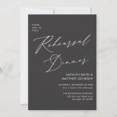 Elegant Script Chic Grey Repetisal Dinner QR code Kaart (Voorkant)