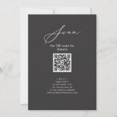 Elegant Script Chic Grey Repetisal Dinner QR code Kaart (Achterkant)