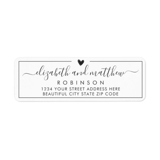 Elegant Script Chic Huwelijk Retour Adres Label (Voorkant)