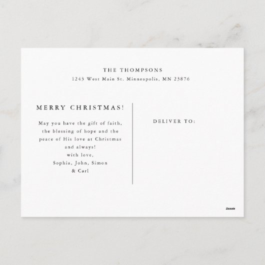 Elegant Script Chic Kerst 4 Foto Collage Feestdagenkaart (Achterkant)