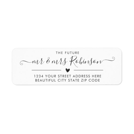 Elegant Script Chic Wedding Return Address Label (Voorkant)